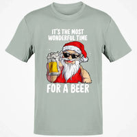 Humorous Santa Drinking Shirt, Most Wonderful Time for a Beer Christmas T-Shirt, Retro Ugly Xmas Holiday Graphic Tee, Beer Lover Present