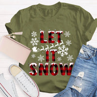 Red Plaid Teacher T-Shirt, Let It Snow Teacher Shirt, Christmas Teacher Tee, Festive Holiday Graphic T-Shirt, Winter Break Teacher Present