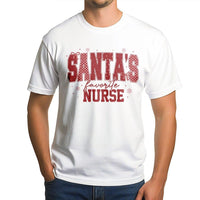 Red Checkered Christmas Nurse Shirt, Santa's Favorite Nurse T-Shirt, Festive RN Holiday T-Shirt, Medical Worker Xmas Tee, Nurse Holiday Present