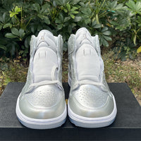 High Top Golf Shoes, White Silver Colorway, Lace Up Design, Casual Gift for Shoe Lovers