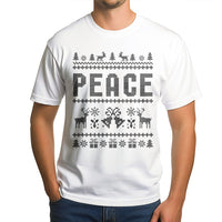 Knitted Sweater Style Xmas T-Shirt, Peace Ugly Christmas Shirt, Humorous Holiday Graphic Tee, Festive Matching Shirt, Retro Christmas Tee Present