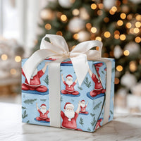 Meditating Santa Claus Gift Wrap, Yoga Santa Wrapping Paper, Zen Santa Christmas Paper, Fitness Present Wrap, Yoga Lover Holiday Gift Wrap
