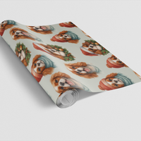 Holiday Dog Gift Wrap, Cavalier King Charles Spaniel Wrapping Paper, Christmas Puppy Wrapping Paper, Adorable Spaniel Present Wrap