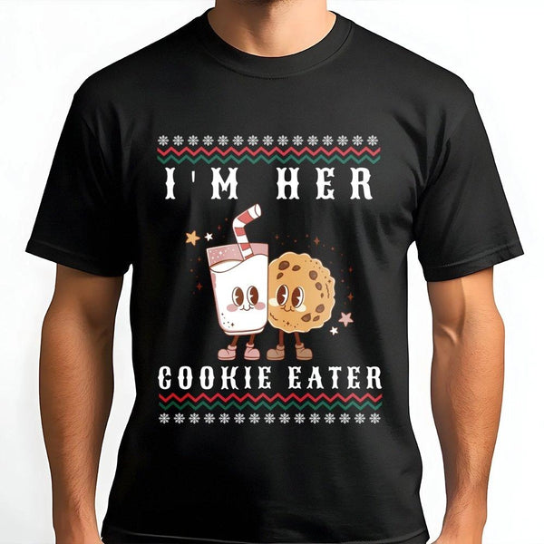 Matching Christmas Couple T-Shirt, I'm Her Cookie Eater Shirt, Humorous Holiday Couple Tee, Xmas Partner Graphic Shirt, Adora