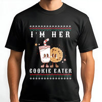 Matching Christmas Couple T-Shirt, I'm Her Cookie Eater Shirt, Humorous Holiday Couple Tee, Xmas Partner Graphic Shirt, Adorable Couple Xmas Present