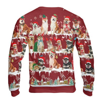 Custom Name and Number Ugly Sweater, Shiba Inu Ugly Christmas Sweater, Dog Lover Holiday Ugly Sweater, Festive Dog Breed Xmas Crewneck Present