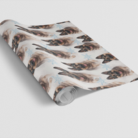 Winter Pine Tree Dog Wrapping Paper, German Shepherd Christmas Wrapping Paper, Snowflakes and Shepherds Holiday Wrapping Paper