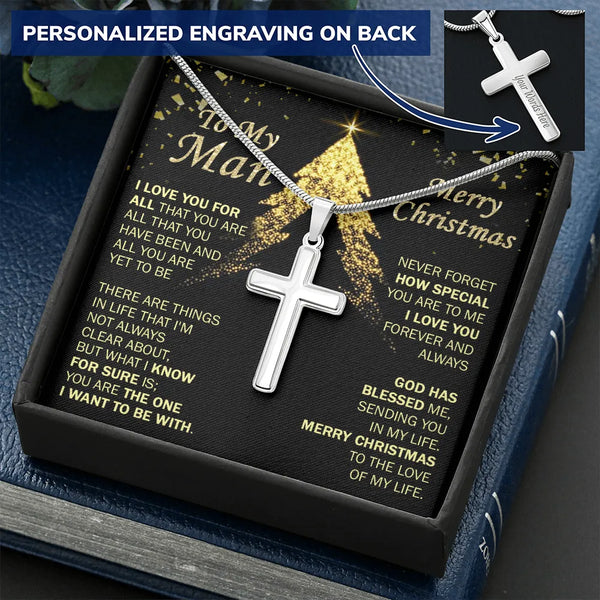 Custom Engraved Cross Pendant, Personalized Cross Necklace for Men, Stainless Steel Cross Jewelry, Faith Necklace, Christmas 