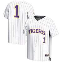 #1 LSU Tigers Lightweight Baseball Jersey - White