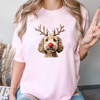 Reindeer Dog T-Shirt, Christmas Goldendoodle Shirt, Adorable Holiday Goldendoodle Tee, Humorous Xmas Puppy Shirt, Goldendoodle Dog Mom Present