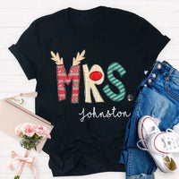 Custom Name Classic Holiday Graphic Tee, Personalized Christmas Teacher T-Shirt, Merry Christmas Educator Shirt, Teacher Xmas Present Tee
