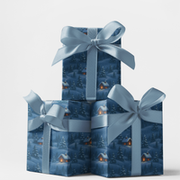 Snowy Forest Gift Wrap, Winter Cabin Wrapping Paper, Christmas Cabin Wrapping Paper, Holiday Gift Wrap Paper, Winter Present Wrap