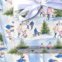 Snowy Holiday Scene Gift Wrap, Christmas Tree Farm Wrapping Paper, Watercolor Christmas Wrapping Paper, Nostalgic Winter Gift Wrap Roll