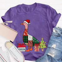 Colorful Holiday Geese Christmas Tree Tee, Christmas Geese T-Shirt, Festive Winter Animal Graphic Shirt, Adorable Xmas Present for Women Men