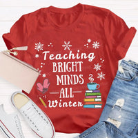 Winter Holiday Educator Shirt, Snowflake Teaching Bright Minds Teacher Christmas T-Shirt, Teacher Christmas Lights Tee, Holiday T-Shirt