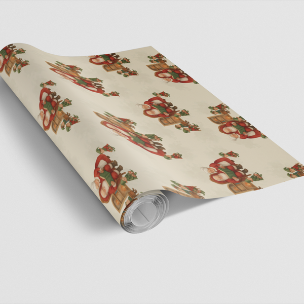Elf Bedtime Story Gift Wrap, Vintage Santa Christmas Wrapping Paper, Retro Holiday Wrapping Paper, Nostalgic Xmas Present Wra