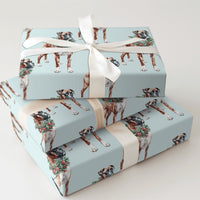 Holiday Wreath Pet Gift Wrap, Boxer Dog Christmas Wrapping Paper, Boxer Puppy Festive Wrapping Paper, Adorable Dog Lover Present Wrap Roll