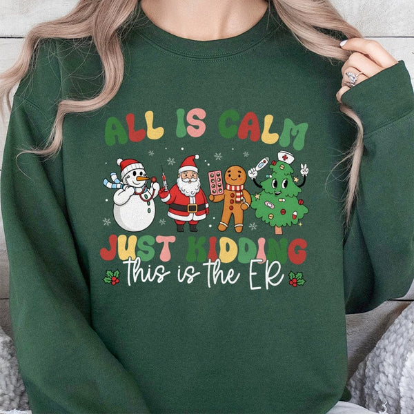 Emergency Room Holiday Crewneck, Humorous ER Nurse Christmas Sweatshirt, Medical Staff Pullover, Doctor Nurse Xmas Sweater, W