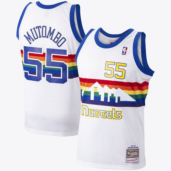 Denver Nuggets Dikembe Mutombo 1991 Hardwood Classics Home Swingman Jersey - White