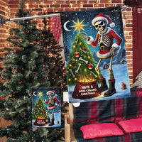 Humorous Bone Chilling Christmas Pun Yard Flag, Skeleton Santa Garden Flag, Double-Sided Spooky Xmas Lawn Flag
