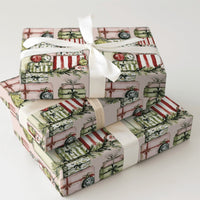 Watercolor Stacked Presents Gift Wrap, Christmas Wrapping Paper, Ornaments Holiday Gift Wrap Sheets, Festive Present Wrapping Paper