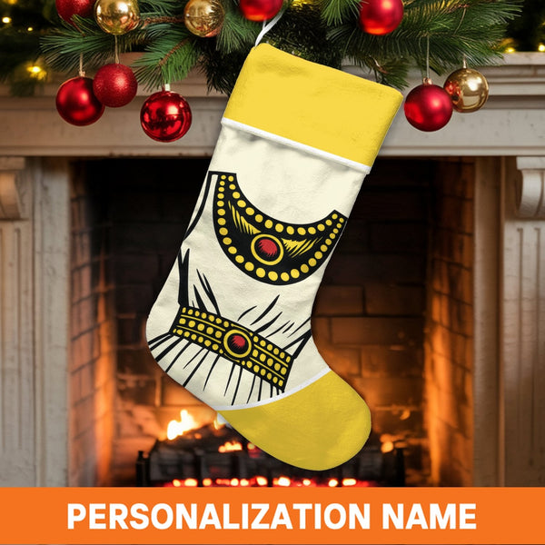 Beaded Graphic Holiday Stocking, Personalized Indigenous Regalia Christmas Stocking, Native Style Cultural Xmas Stocking, Fam
