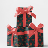 Religious Holiday Wrapping Paper, Poinsettia and Cross Christmas Wrapping Paper, Christian Faith Gift Wrapping Paper, Church Xmas Wrap