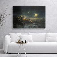 Nativity Night Canvas Print, Star of Bethlehem Canvas Art, Christian Christmas Wall Art, Bethlehem City Canvas Decor, Religious Holiday Present