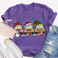 Snowflake Holiday Graphic T-Shirt, School Bus Christmas Shirt, Adorable Bus Driver Christmas Tee, Back to School Winter Holiday Shirt