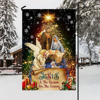 Nativity Scene Christmas Yard Flag, Jesus Is the Reason for the Season Garden Flag, Double Sided Christian Flag, Winter Holiday Yard Decor