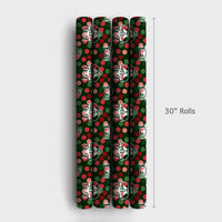 Festive Wolf Holiday Gift Wrap, Wolf Mascot Christmas Wrapping Paper, Sports Fan Wolf Present Wrap, Red and Green Mascot Wrapping Paper