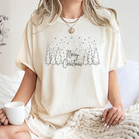 Minimalist Winter Forest Graphic Tee, Merry Christmas Tree T-Shirt, Festive Holiday Pine Tree Shirt, Adorable Xmas Christmas Tree T-Shirt Present