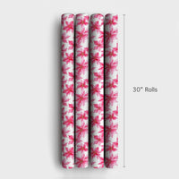 Watercolor Floral Christmas Gift Wrap, Pink Poinsettia Wrapping Paper, Elegant Holiday Wrapping Paper, Botanical Present Wrapping Paper