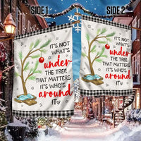 Family Sentiment Quote Yard Flag, Its Not Whats Under the Tree Christmas Garden Flag, Holiday Garden Flag, Winter Lawn Decor Present