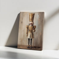 Vintage King Oil Painting Canvas, Gold Nutcracker Canvas Wall Art, Christmas Holiday Wall Art, Nutcracker Winter Canvas Print, Holiday Present