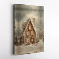 Winter Holiday Cabin Print, Gingerbread House Christmas Wall Art, Comfy Snowy Cottage Poster, Festive Seasonal Decor, Digital Download