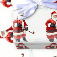 Sports Christmas Gift Wrap, Hockey Santa Wrapping Paper, Humorous Santa Claus Wrapping Paper, Ice Hockey Fan Holiday Gift Wrap Paper Roll