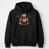 Merry and Bright Frog Sweatshirt, Christmas Frog Hoodie, Adorable Animal Holiday Hoodie, Festive Xmas Frog Hooded Pullover, Winter Season Present