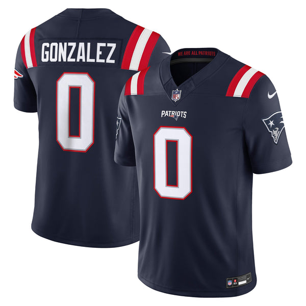 New England Patriots Christian Gonzalez Navy Team Stitched Limited Jersey