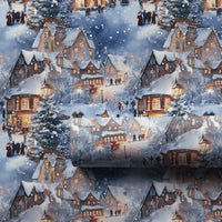 Comfy Winter Town Holiday Gift Wrap, Snowy Christmas Village Wrapping Paper, Carolers Xmas Night Wrapping Paper, Festive Holiday Present Wrap