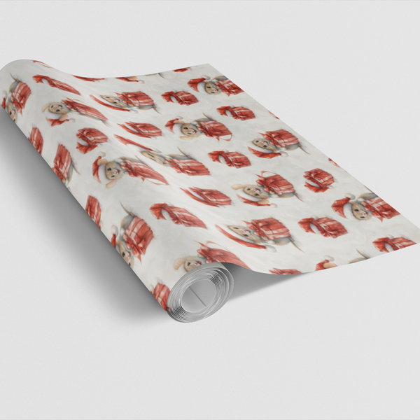 Watercolor Festive Mice Wrapping Paper, Christmas Mouse Gift Wrapping Paper, Adorable Animal Holiday Gift Wrapping Paper, Kid