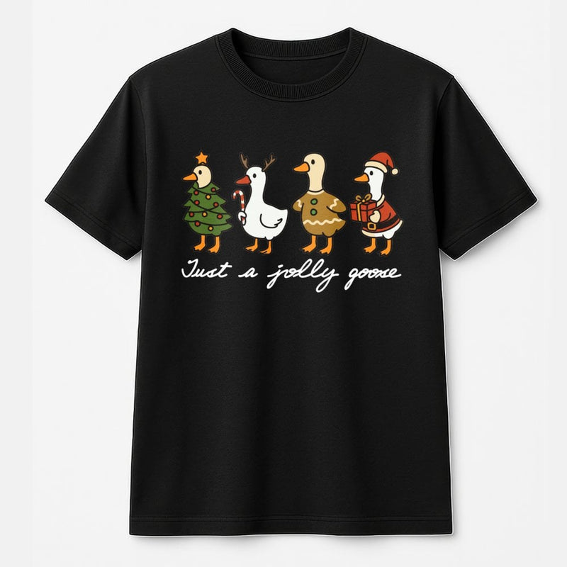 Humorous Holiday Goose Duck Tee, Jolly Goose Christmas T-Shirt, Adorable Festive Goose Graphic Shirt, Retro Xmas Goose Lover Tee, Holiday Fan Present