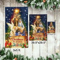 Its All About Jesus Holy Family Yard Flag, Christmas Nativity Garden Flag, Double-Sided Christian Holiday Lawn Flag, Faith Porch Decor