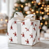 Sporty Christmas Gift Wrap, Basketball Santa Wrapping Paper, Dribbling Santa Wrapping Paper, Basketball Fan Holiday Gift Wrap, Xmas Paper