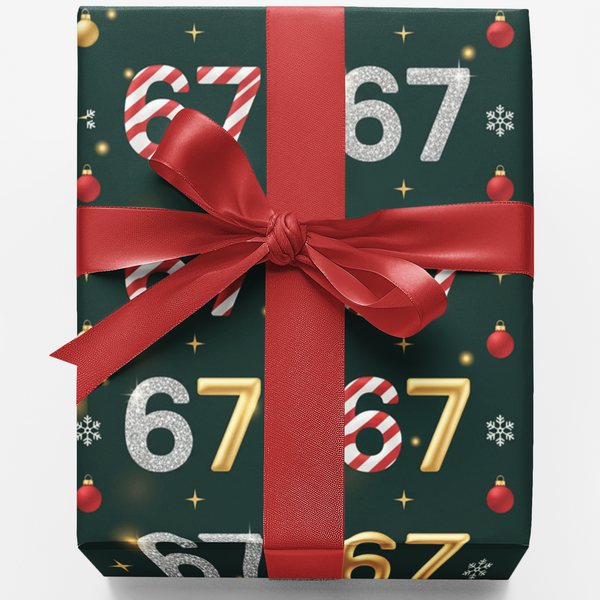 Candy Cane Christmas Wrapping Paper, 67th Birthday Wrapping Paper, Holiday Milestone Wrapping Paper, Festive Winter Birthday 