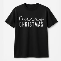 Minimalist Script Holiday Graphic Tee, Merry Christmas T-Shirt, Retro Christmas Shirt, Festive Winter Season T-Shirt, Xmas Present for Women