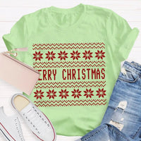 Floral Christmas Flower Shirt, Merry Christmas Waves T-Shirt, Adorable Holiday Graphic Tee, Retro Botanical Xmas Shirt, Festive Christmas Present