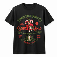 Retro Christmas Candy Cane Shirt, Vintage North Pole Candy Co T-Shirt, Festive Holiday Graphic Tee, Adorable Xmas Candy Lover T-Shirt Present