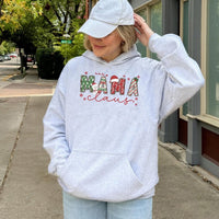 Adorable Snowman Mama Claus Hooded Sweatshirt, Mama Claus Christmas Hoodie, Festive Holiday Mama Claus Hoodie, Winter Xmas Present for Mom Hoodie