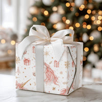 Pink Gold Unicorn Gift Wrap, Unicorn Christmas Wrapping Paper, Whimsical Holiday Wrapping Paper, Magical Xmas Unicorn Wrapping Paper